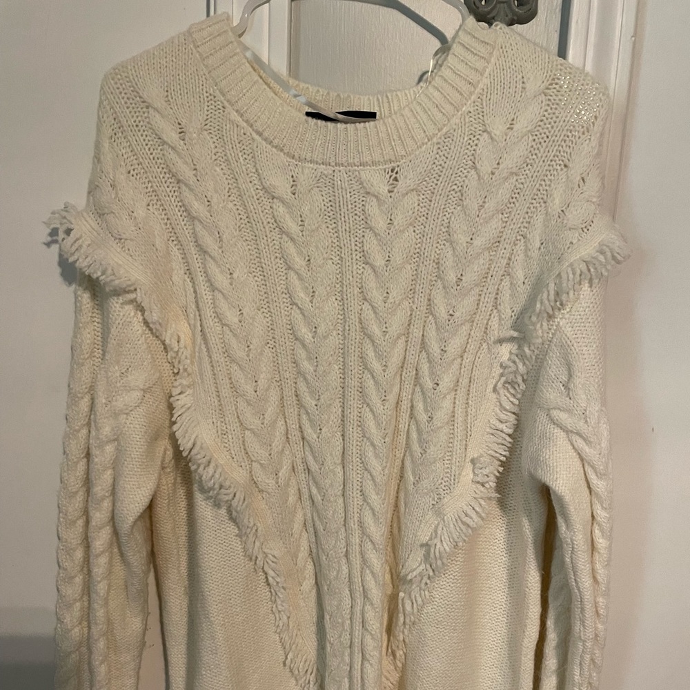 Lane Bryant 14/16 Cream Colored Sweater w/ Fringe